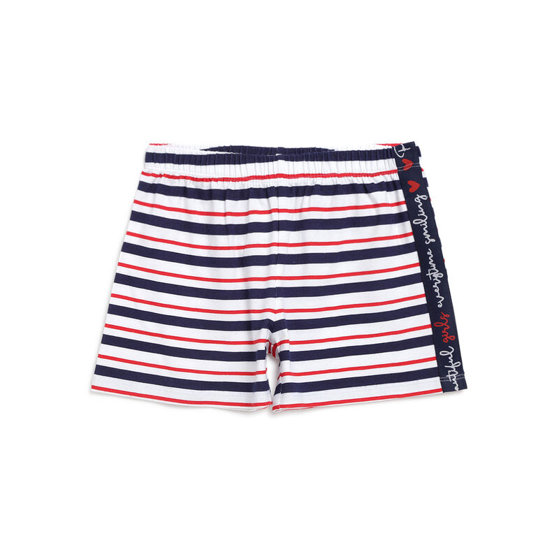 Girls Red Striped 2 Pc Set T-shirt with Short Trouser image number null